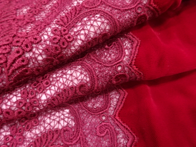  ビロードレース花模様ショール